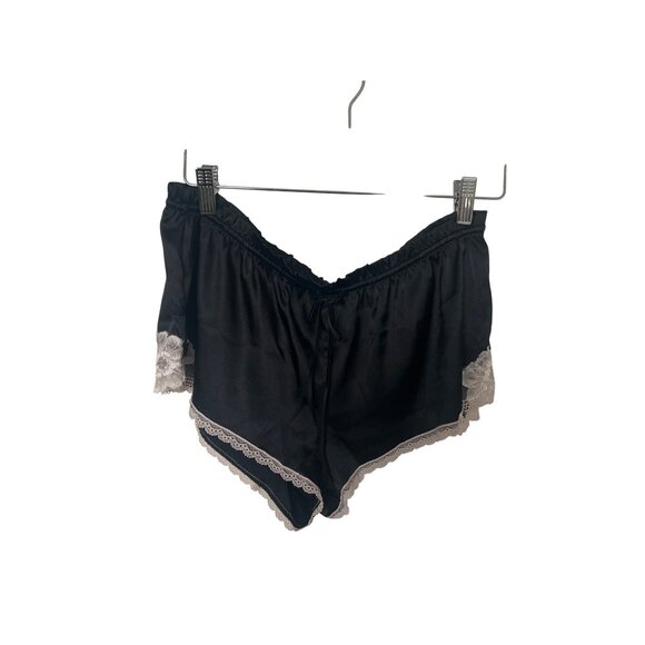 Black Lace Trim Satin Lingerie Set With Adjustable Straps - Picture 6 of 9